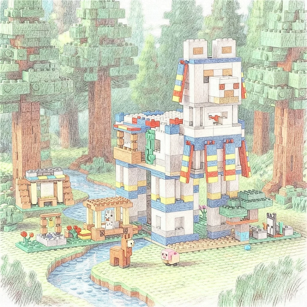 

2026 new hot-selling MOC building blocks DIY model kit world architecture blog Camel Village educational toys birthday gift