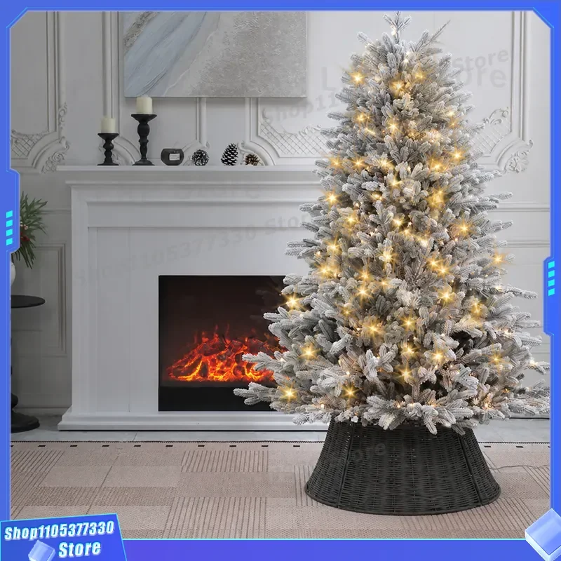 5ft Pure PE Flocking Christmas Tree with Falling Snow Effect Luminous Encrypted Branches for Mall Window Hotel Holiday