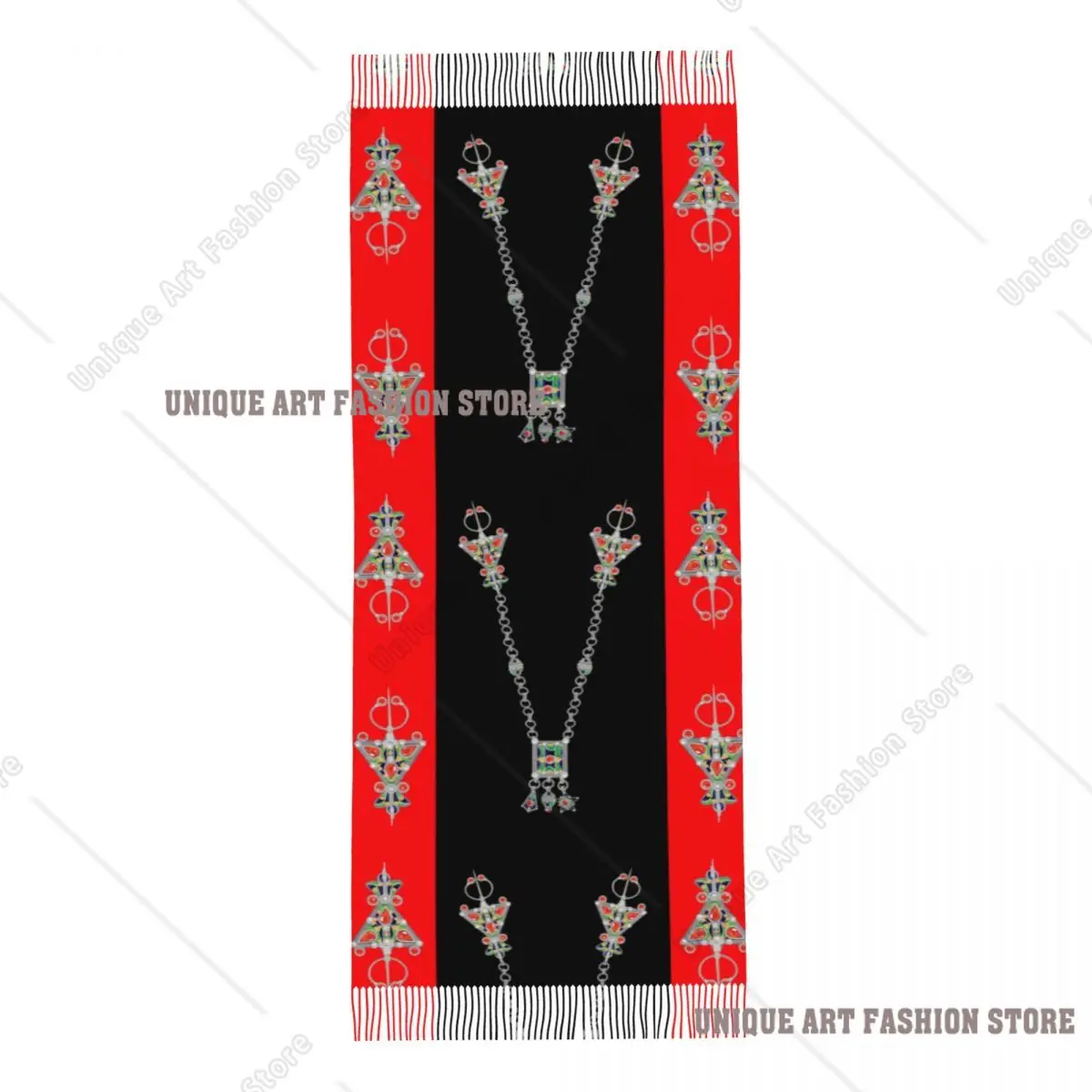 Kabyle Schmuck Schal Wrap Frauen Lange Winter Herbst Warme Quaste Schal Unisex Amazigh Teppich Berber Schals