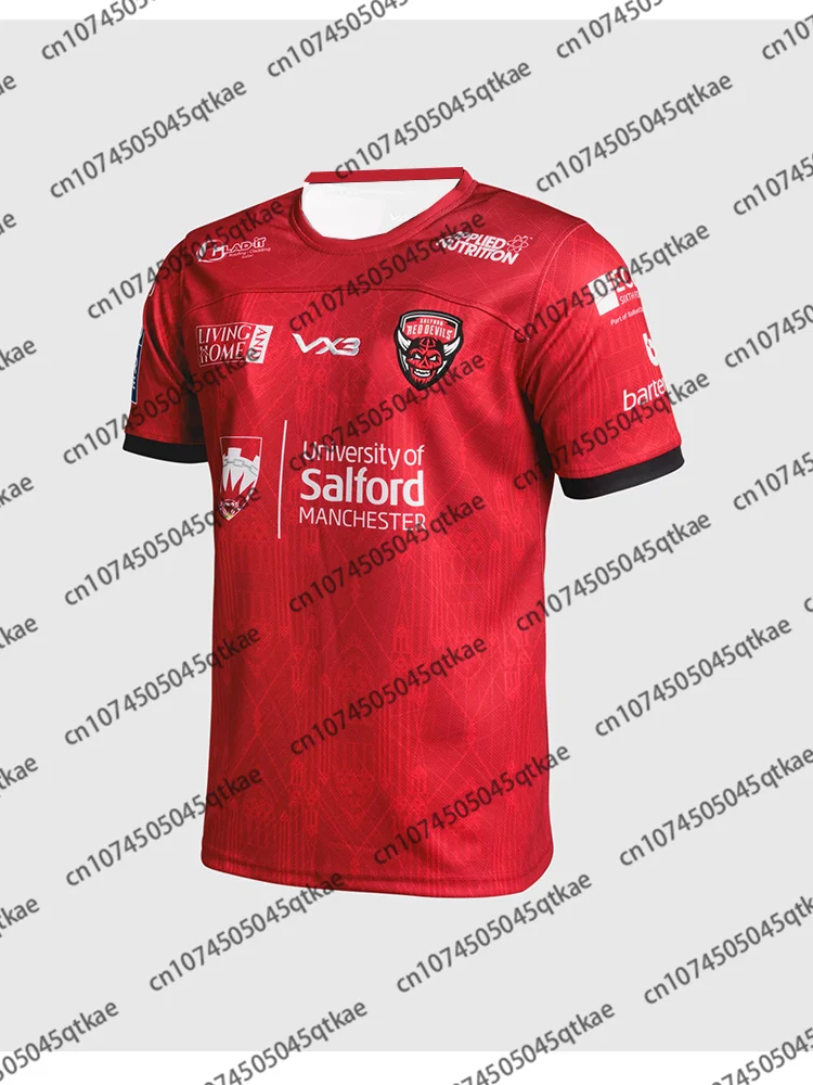 

Новое поступление 2025, домашний футбольный трикотаж Salford Red Devils, Франция, Джерси для женщин и мужчин, дышащая тренировочная футболка, дышащий трикотаж для регби