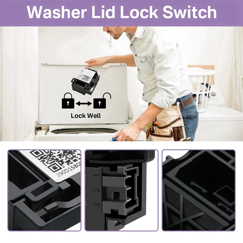 3X WH01X27954 Washer Lid Lock Switch Part 290D1580P004 For GE Hotpoint Top Load Washing Machine Door Lock Assemblyglobal Stock R