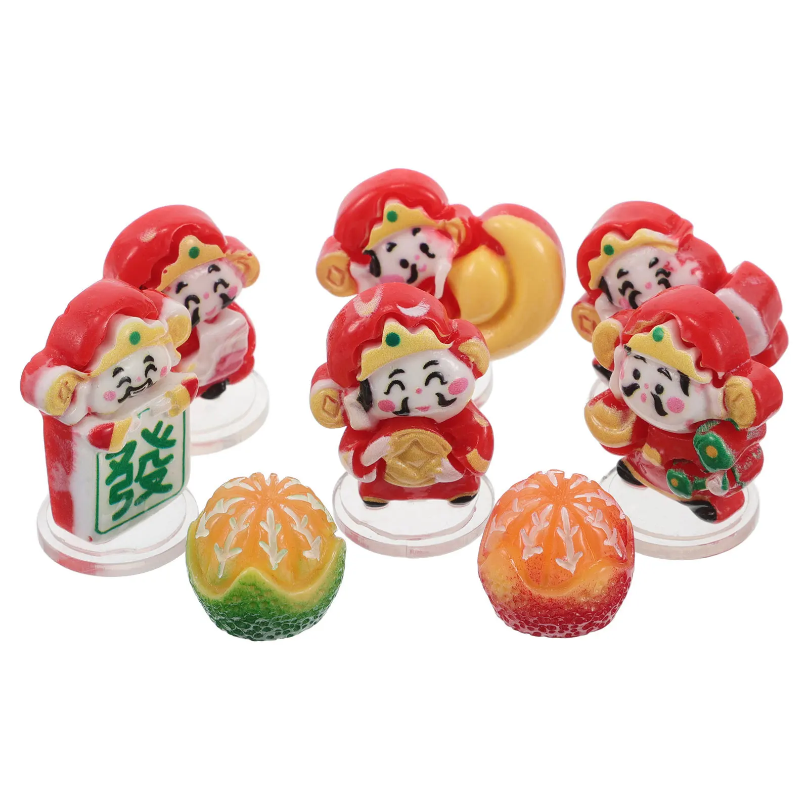 

8pcs Mini God Of Wealth Statue Car Dashboard Decor Feng Shui Ornaments For Vehicle Home Office Interior Luck Charm