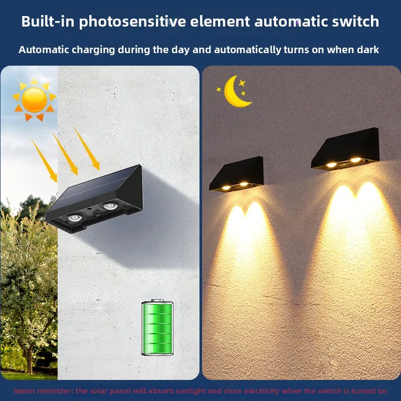 Solar Garden Lights Waterproof Outdoor Wall Lights for Home Decoration Fence Landscape Lighting with Auto on/Off Sensor