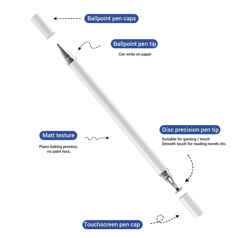 2 In 1 Universal Stylus Pen สำหรับแท็บเล็ตโทรศัพท์มือถือ Android IOS โทรศัพท์ Apple IPad แท็บเล็ต Capacitive หน้าจอ Note Touch ดินสอ