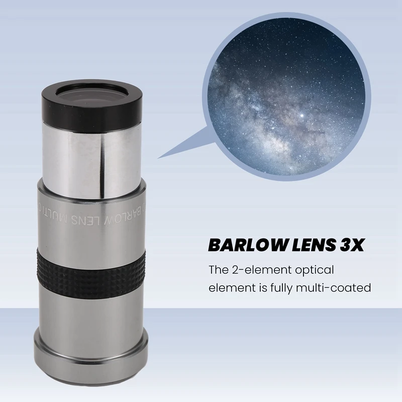 F010 1.25 นิ้ว 3X Barlow เลนส์อุปกรณ์เสริมกล้องโทรทรรศน์สําหรับกล้องโทรทรรศน์ดาราศาสตร์ตา