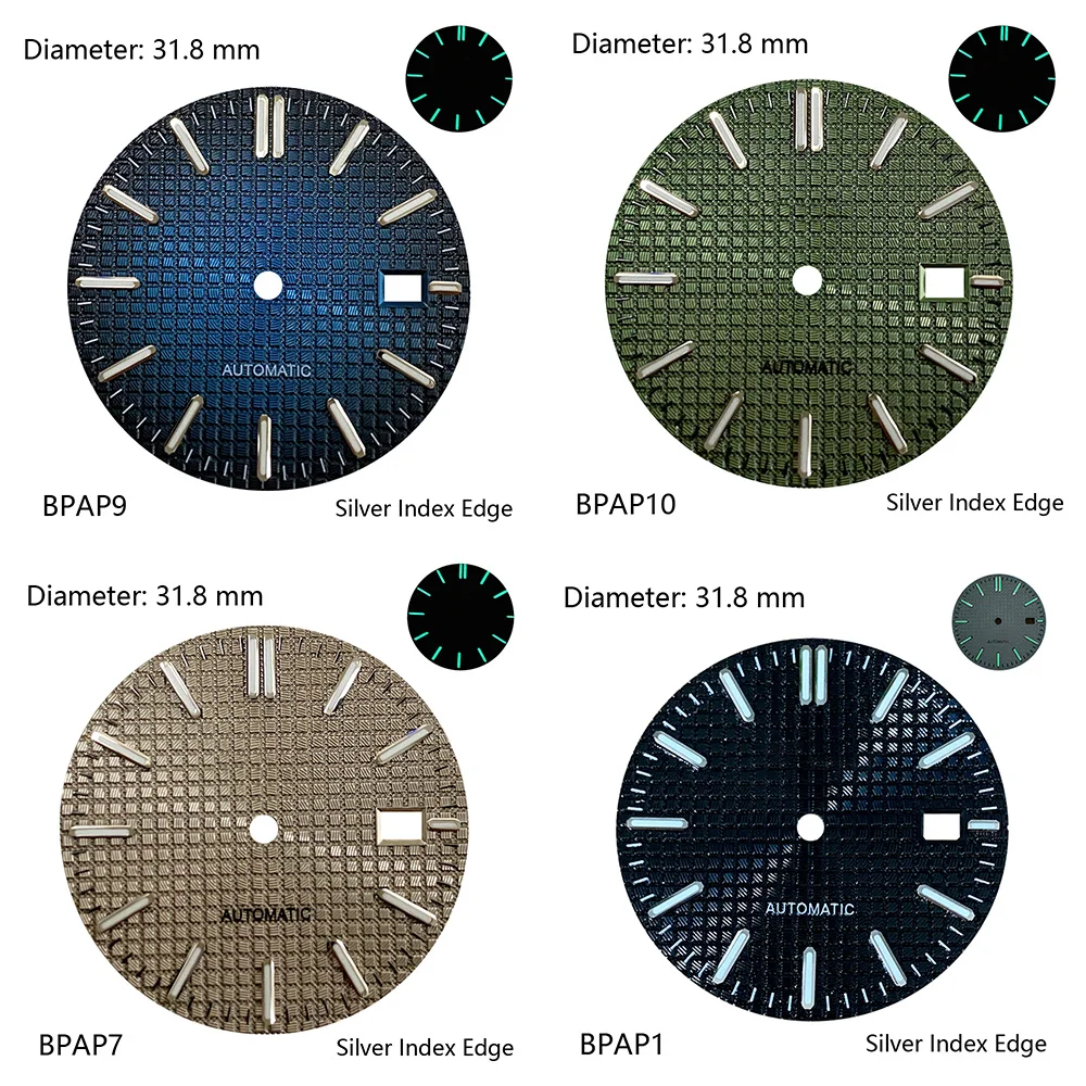 NH35 S Logo Dial 31.8mm Oak S Dial Sunray Face Green Luminous Fit Japanese NH35 Mechanical Watchmod Modification Accessories