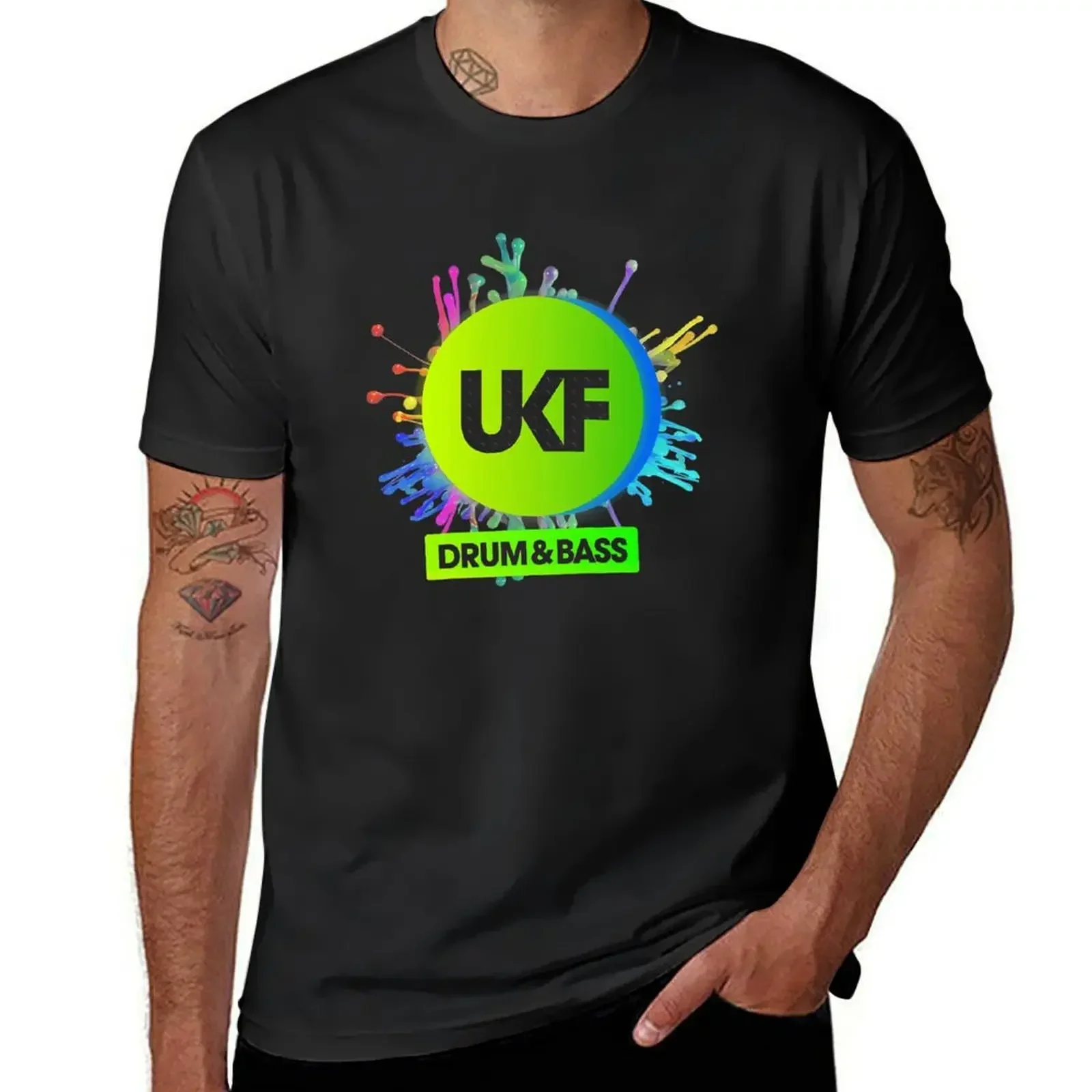 

Ukf-Drum and Bass - Mens T Shirts Graphic Vintage T-Shirt heavyweights plus size tops Blouse men clothes