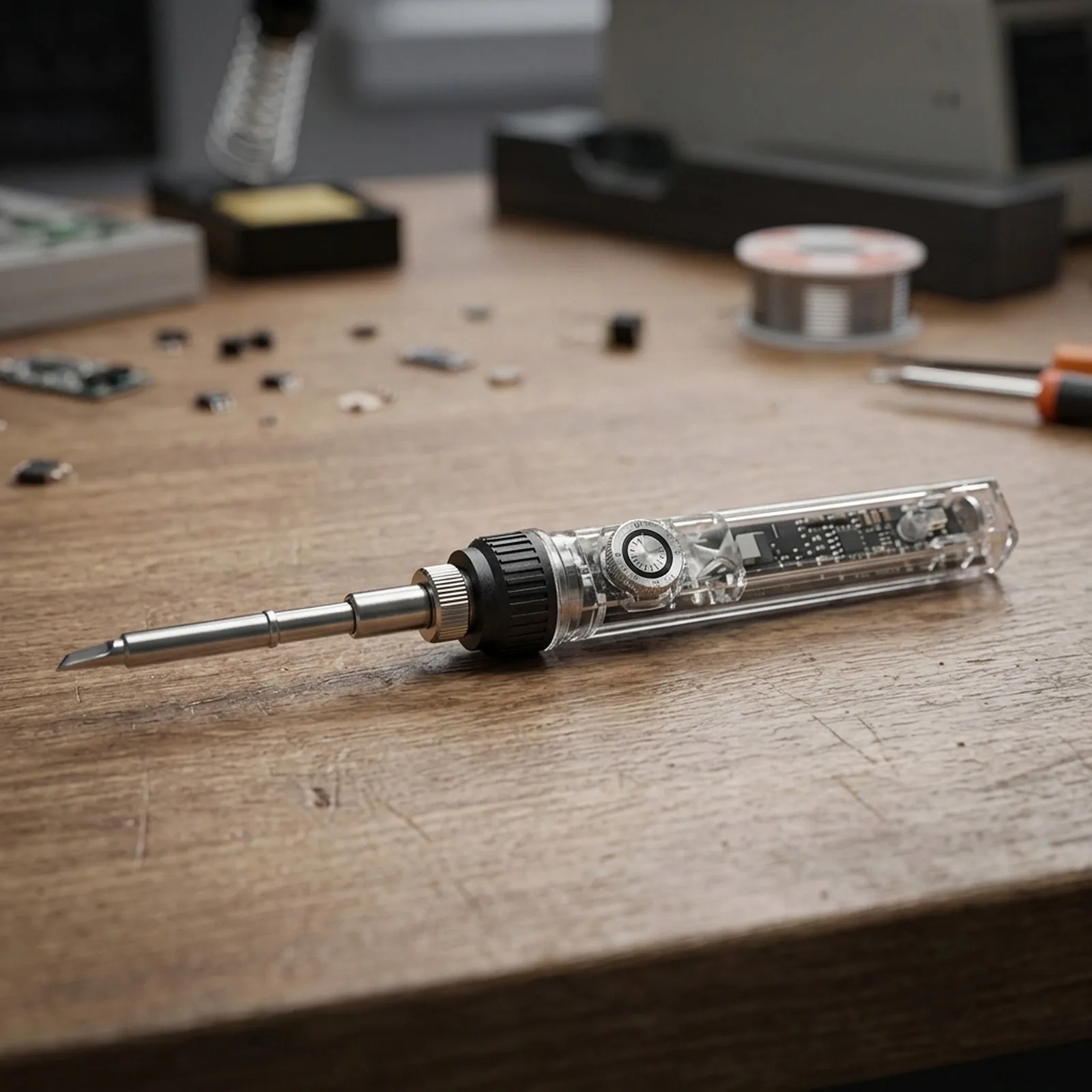 Portable 72W T12 Soldering Iron Adjustable Temperature Soldering Tool with Transparent Body and Compact Design
