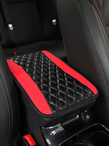 Car Armrest Cover Mat Universal PU Leather Ethnic Style Print Waterproof Non Slip Storage Box Pad Auto Styling Interior Accessor