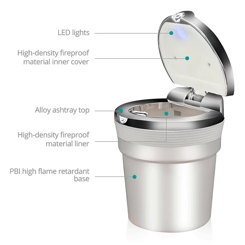 Universal Car Ashtray With Led Lights With Cover Creative Personality Covered Car Inside The Car multi-function Car Supplies New image 4
