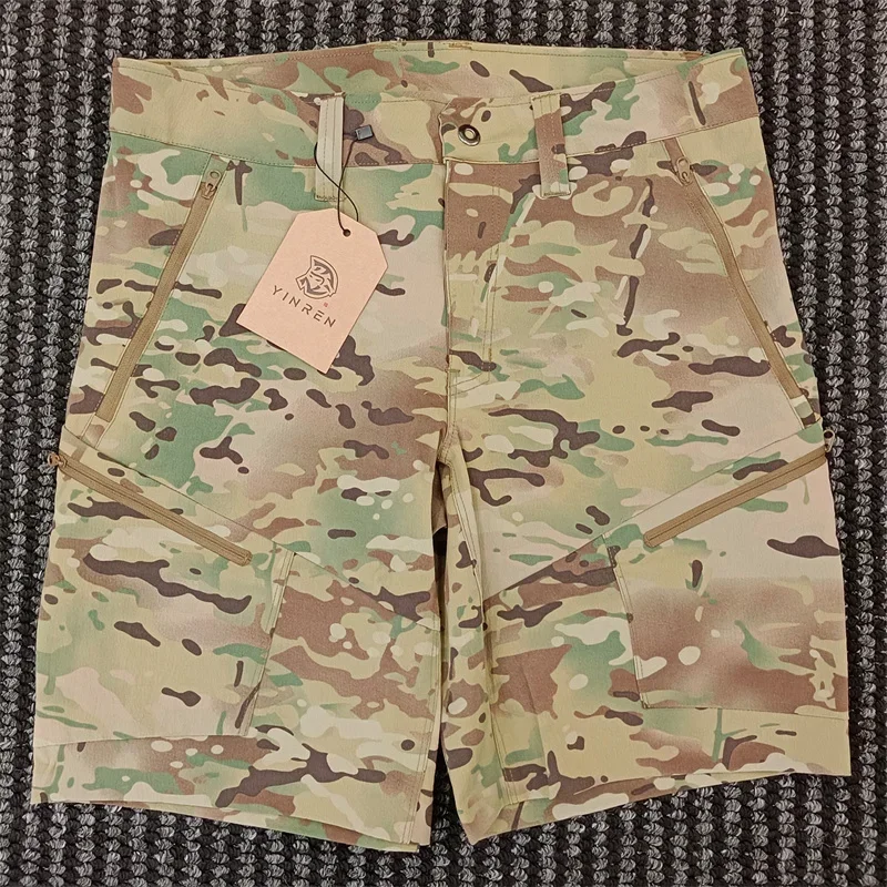 Summer Men's Shorts Breathable Orange Peel Stretch Tactical Sports Hiking Short Pants Camouflage Cargo Shorts