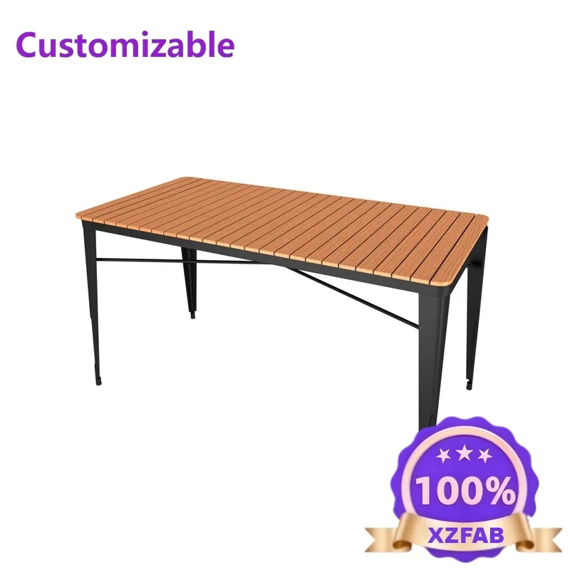 Factory Direct 2026 courtyard terrace plastic wood outdoor tables and chairs beach garden balcony villa wrought iron waterproof