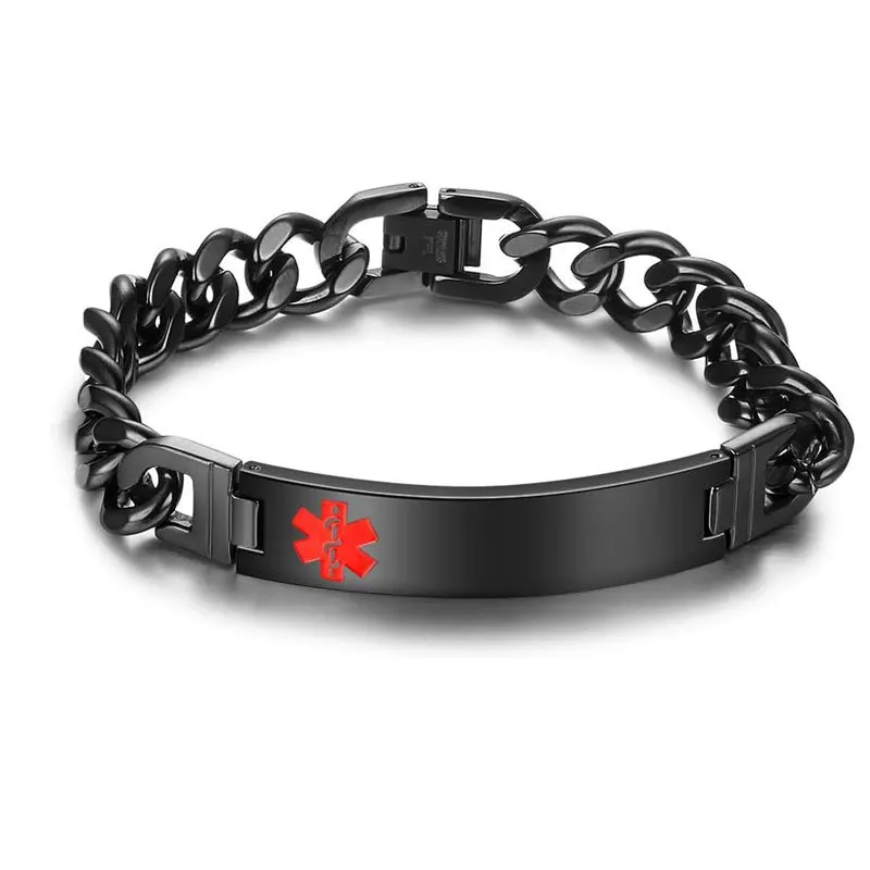 Personalisierte Notfall-Armbänder für Damen und Herren, individuell gravierte medizinische Alarminformationen, medizinische ID-Armbänder aus Edelstahl – Detail 7