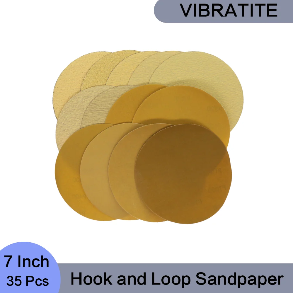 

7 Inch Hook and Loop Sandpaper 175mm Wet & Dry Sanding Disc 35 Pcs for Wood Working Metal Working Fiberglass Primers and Plastic