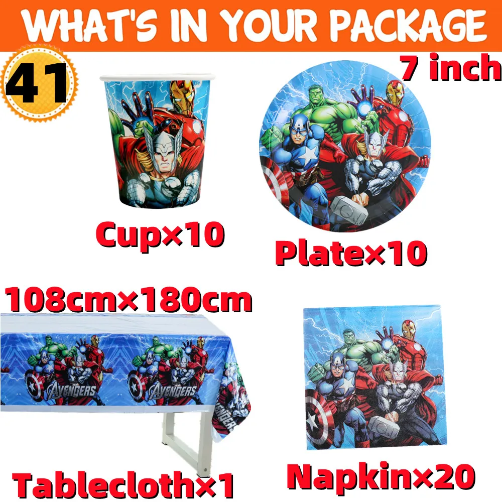 Hot Avengers Thema Kinder Geburtstags feier liefert Papp teller Tassen Servietten Tischdecke Baby party Superheld Party Dekoration Set