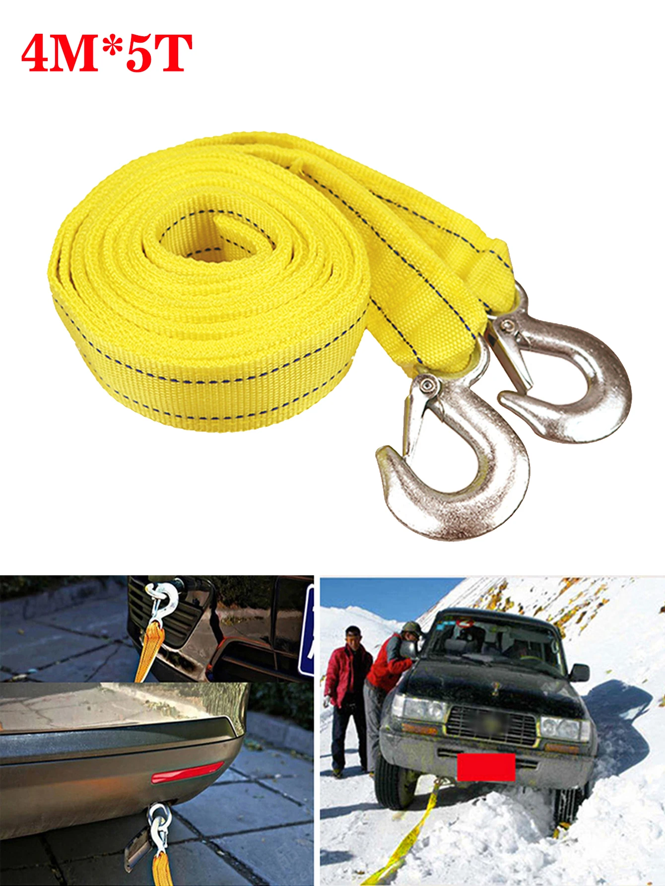 4M Heavy-Duty 5-Ton Truck Rope Hook Truck Road Restoration Safety Travel Emergency