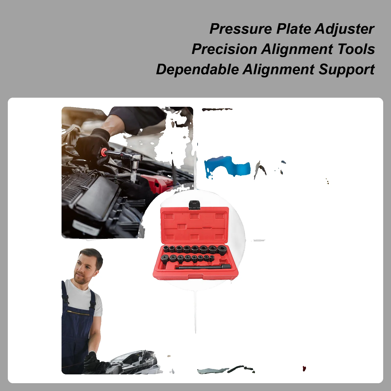 

Clutch Alignment Tool Kit Heavy Duty 17-Pieces Alignment Tool Automotive Auxiliary Parts For Resurfacing Installation Repair