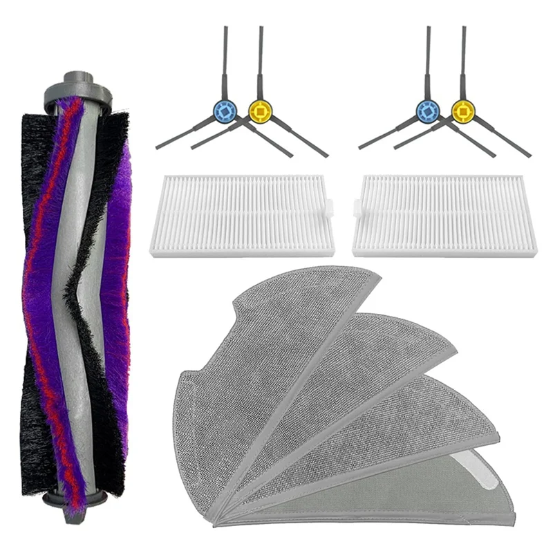 A83G-ملحقات بديلة لملحقات مكنسة الروبوت EUREKA E10s 1X فرشاة رئيسية، 2X مرشحات، 4X Moppads، 4X فرش جانبية