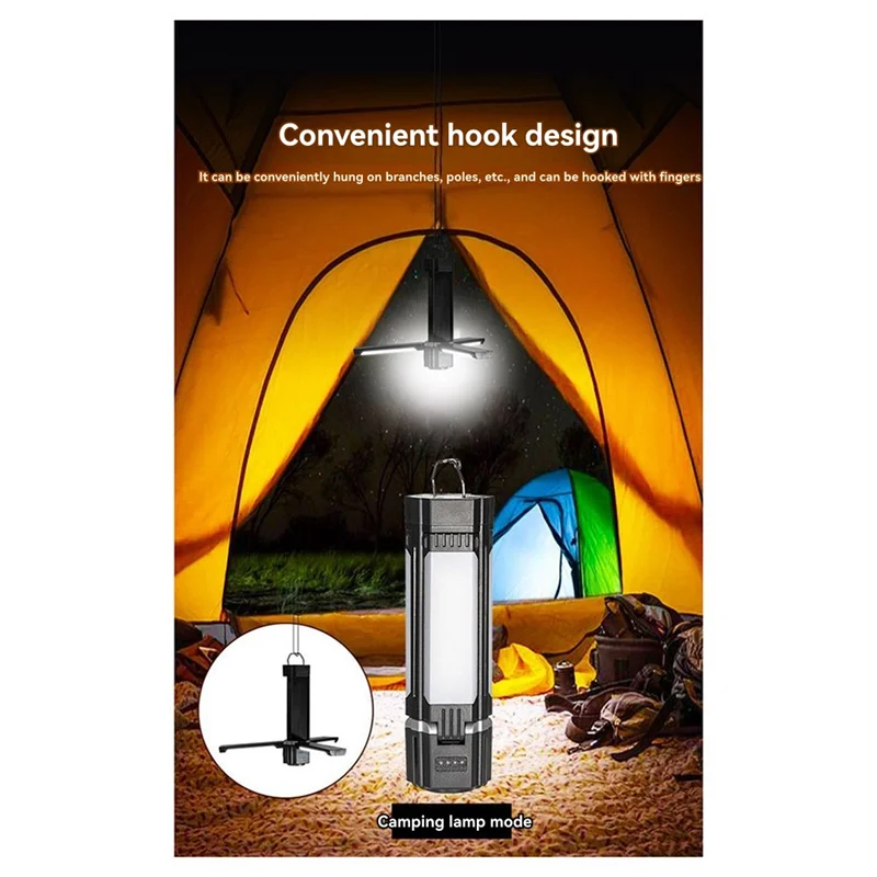 DIGIT-Luce da lavoro 3000MAH Torcia da campeggio USB ricaricabile portatile regolabile Spia di riparazione