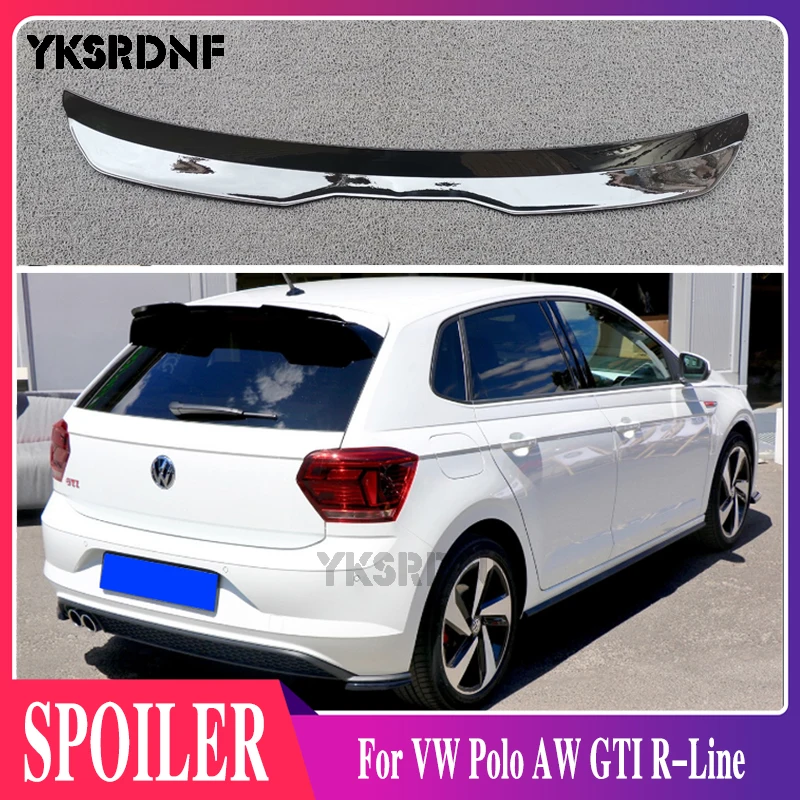 SPOILER EXTENSION For Volkswagen Polo AW MK6 Spoiler Lip ABS Plastic Glossy Black For VW Polo AW GTI R-Line 2018 - UP Roof Wing