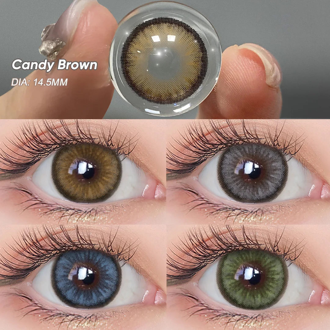 Color Contact Lenses for Eyes 1 Pair Color Lens Eyes Yearly Use Colored Pupils for Eyes Contacts CIRCLE Brown Gray Green Lenses