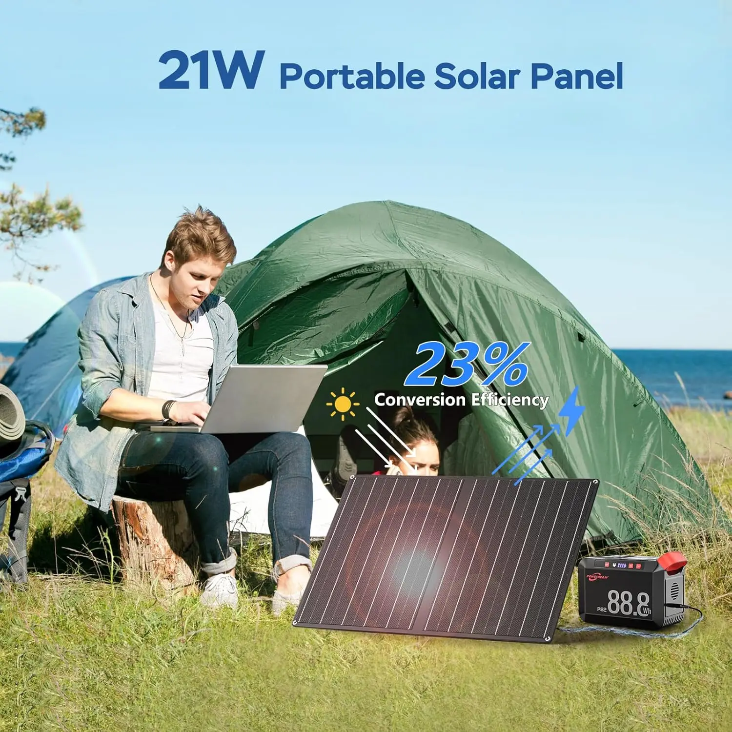 ar Generator 88.8Wh Portable Power Station With Solar Panel Included, Lithium Ion Battery Power Bank With Ac Usb Output For