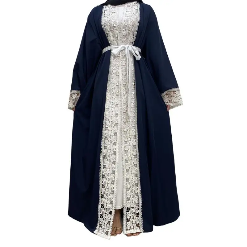 Ramadan Eid Abaya Women Muslim Lace Long Sleeve Dress Maxi Dubai Turkey Robe Arab Kaftan Islam Femme Kimono Cardigan Musulman