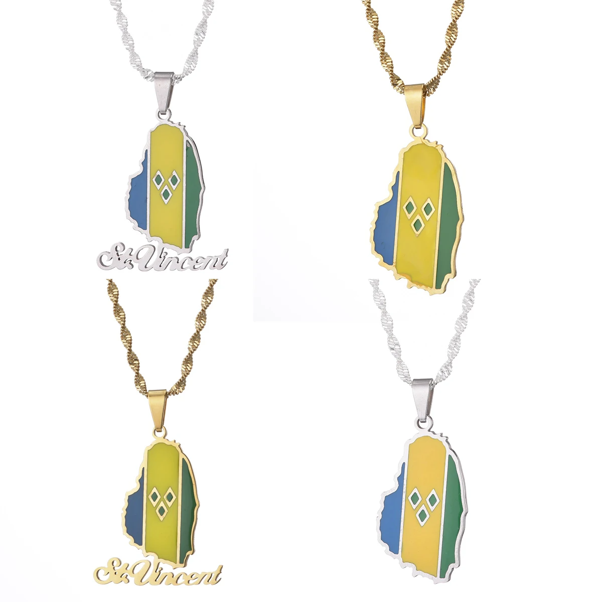 ST. Vincent Map Pendant Necklace Saint Vincent Maps Lesser Antille Jewelry