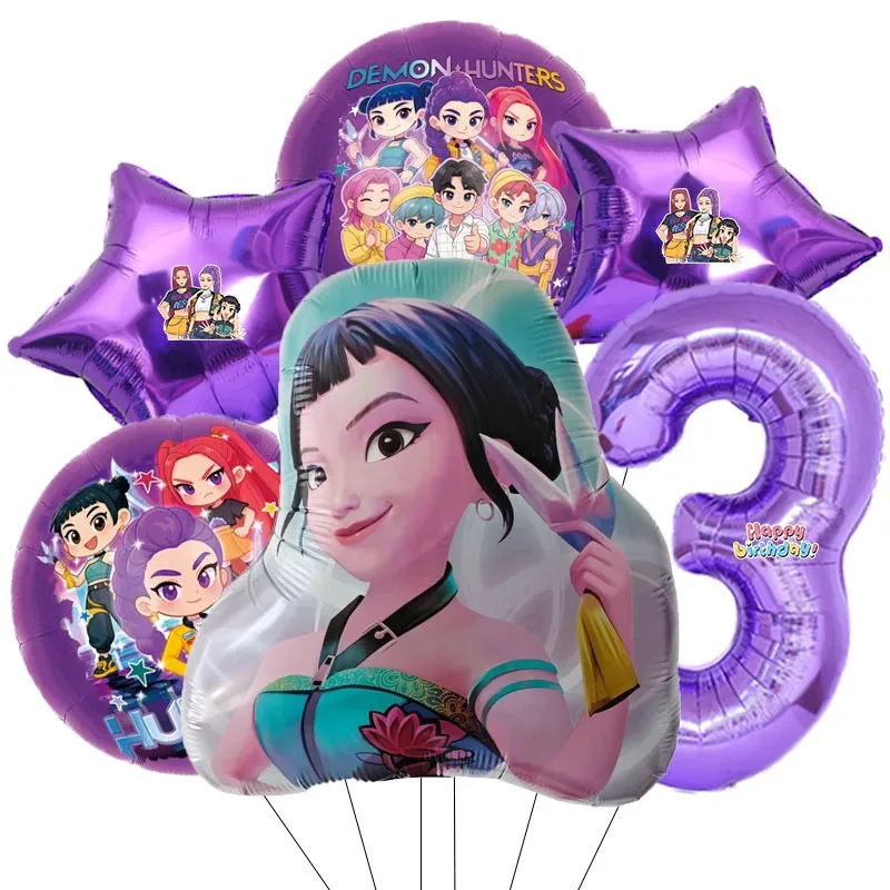 6 stuks paarse aluminiumfolie muziek meisje verjaardagsfeest decoratie ballon set cijfers 0-9 babyshower feestartikelen cadeau