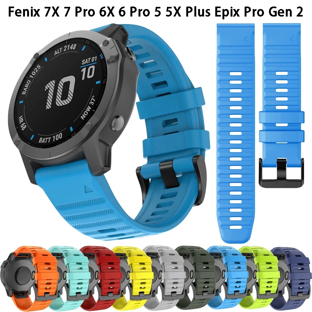 

26 22mm Silicone Watch Band Straps For Garmin Fenix 6X 6Pro 7X 7 Easyfit Wristband Fenix 5 5X Plus Enduro 2 Smartwatch Bracelet