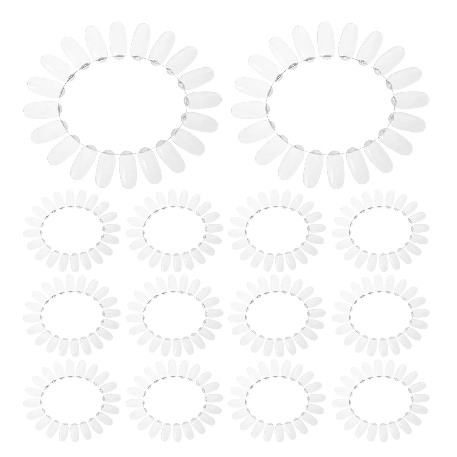 

Набор из 20 профессиональных демонстрационных досок для дизайна ногтей, по 20 типсов на каждой, прозрачные овальные пластиковые образцы-колеса для маникюра и обучения