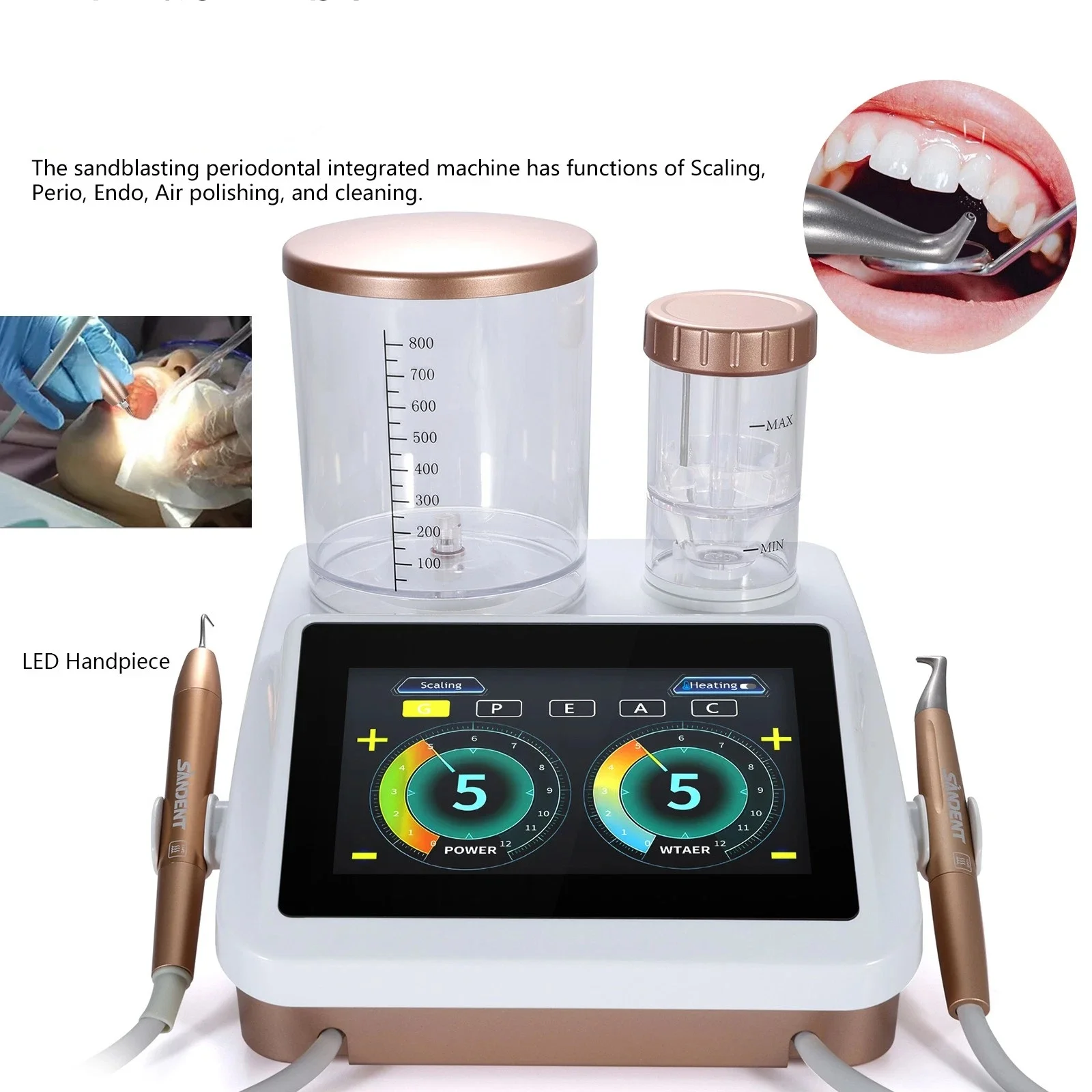 Dental Complex Ultrasonic Scaler with Sandblasting Cleaning 2in1 Periodontal Machine