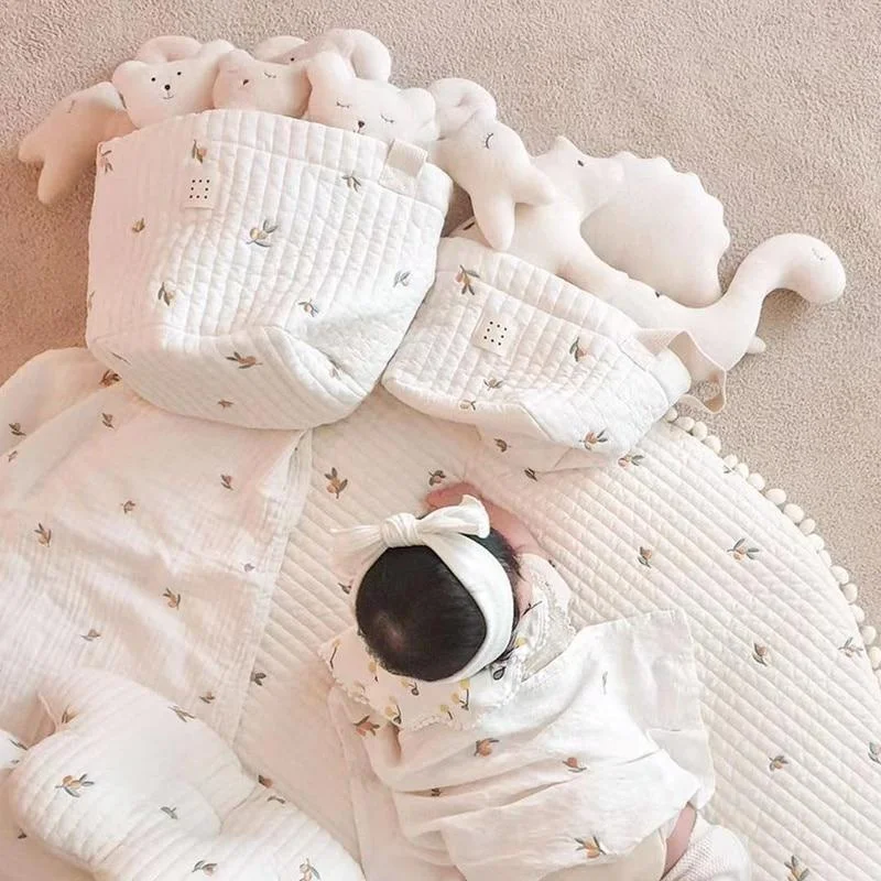 Bolsa de pañales con bordado de oso lindo, organizador de pañales, bolsa de mamá de algodón, bolsas de almacenamiento para bebés recién nacidos,