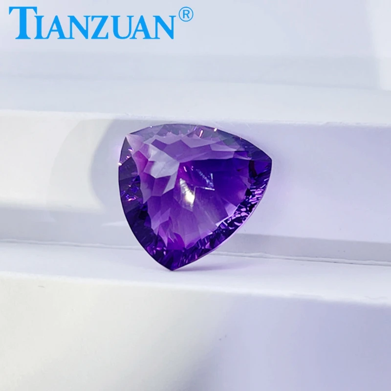 17.02ct Natural Amethyst Vivid Purple Color Trillion Shape Brilliant Cut Loose Gem Stone with GRC Certification