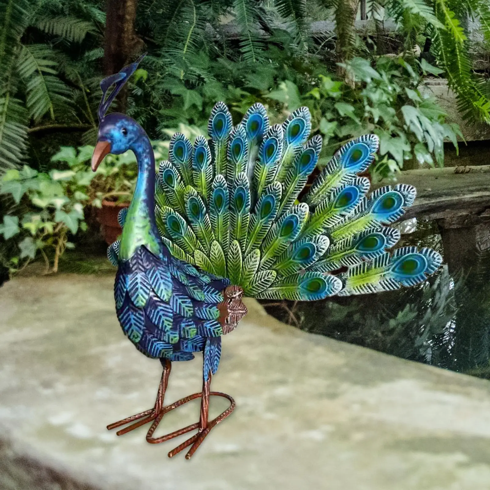 

Peacock Garden Statue Metal Art Collection Elegant Creative Figurine Animal