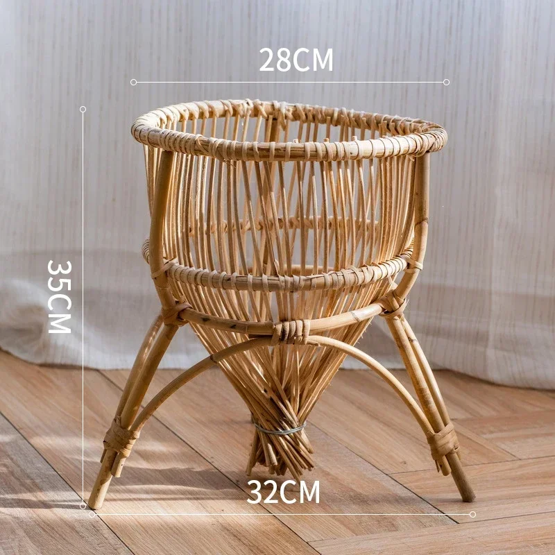 Vietnamese Rattan Weaving Plant Stand Living Room Balcony Flower Stand Bonsai Landing Rack For Plants Practical Indoor Garden