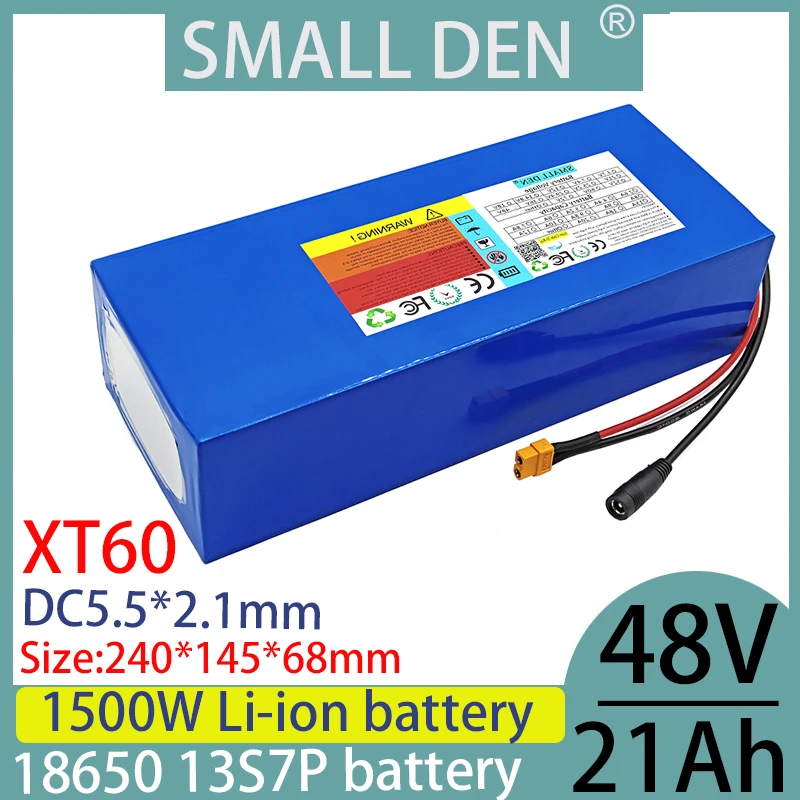 ใหม่ 48V 21ah 18650 13S7P แบตเตอรี่ลิเธียมเหมาะสําหรับจักรยานทรงตัวจักรยานสกู๊ตเตอร์และรถสามล้อ + 58.8V 2A 3A 5A Charger
