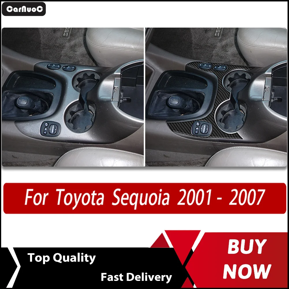 

Carbon Fiber Car Interior Upgrade Kit - Cup holder outer frame Trim Decals For Toyota Sequoia XK30 XK40 2001- 2007