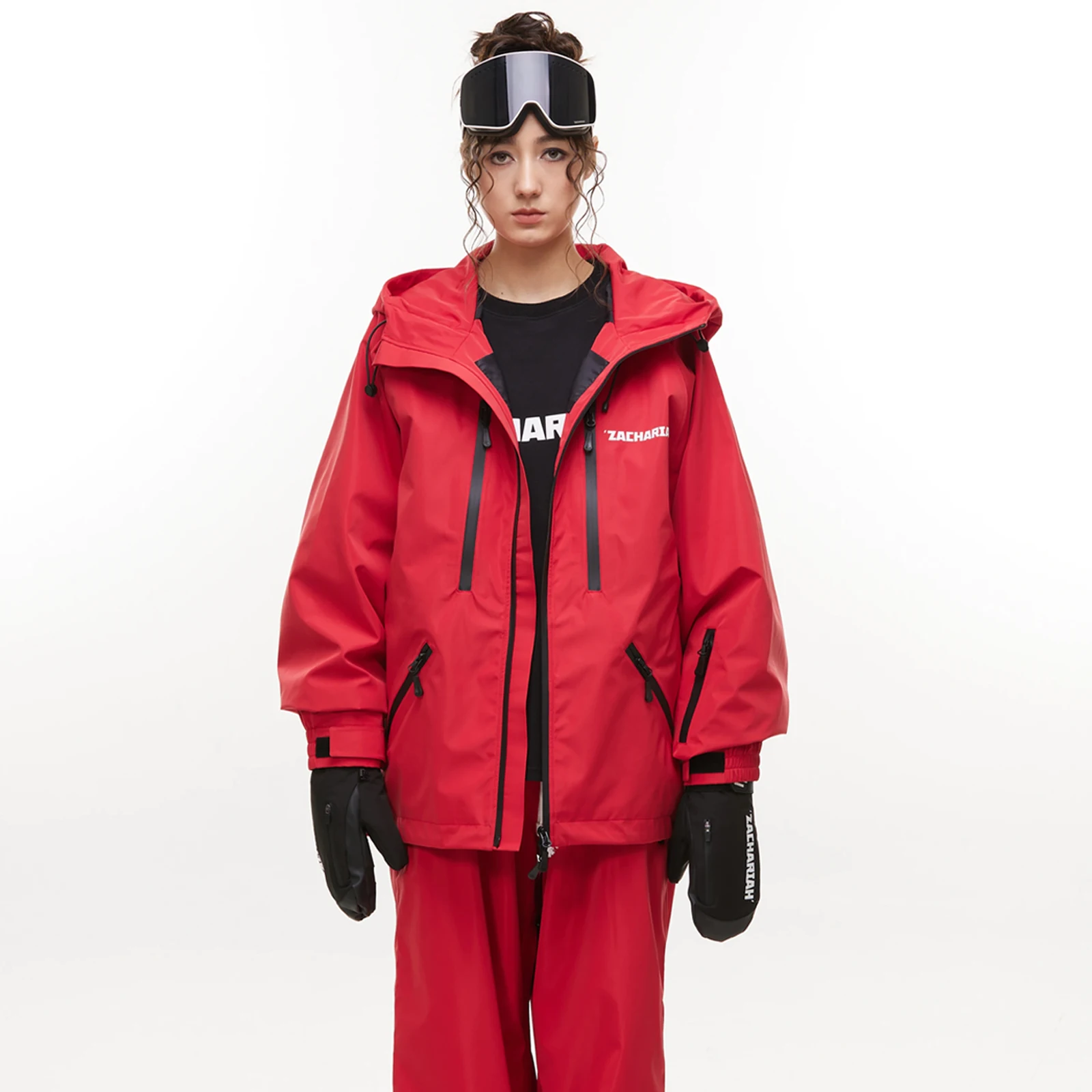 

NuJune X Zachariah Women Skiing Suit Windproof Warm Ski Jacket, Men's Thick Hoodie Coat Pants Waterproof, Loose Snowboard Wear