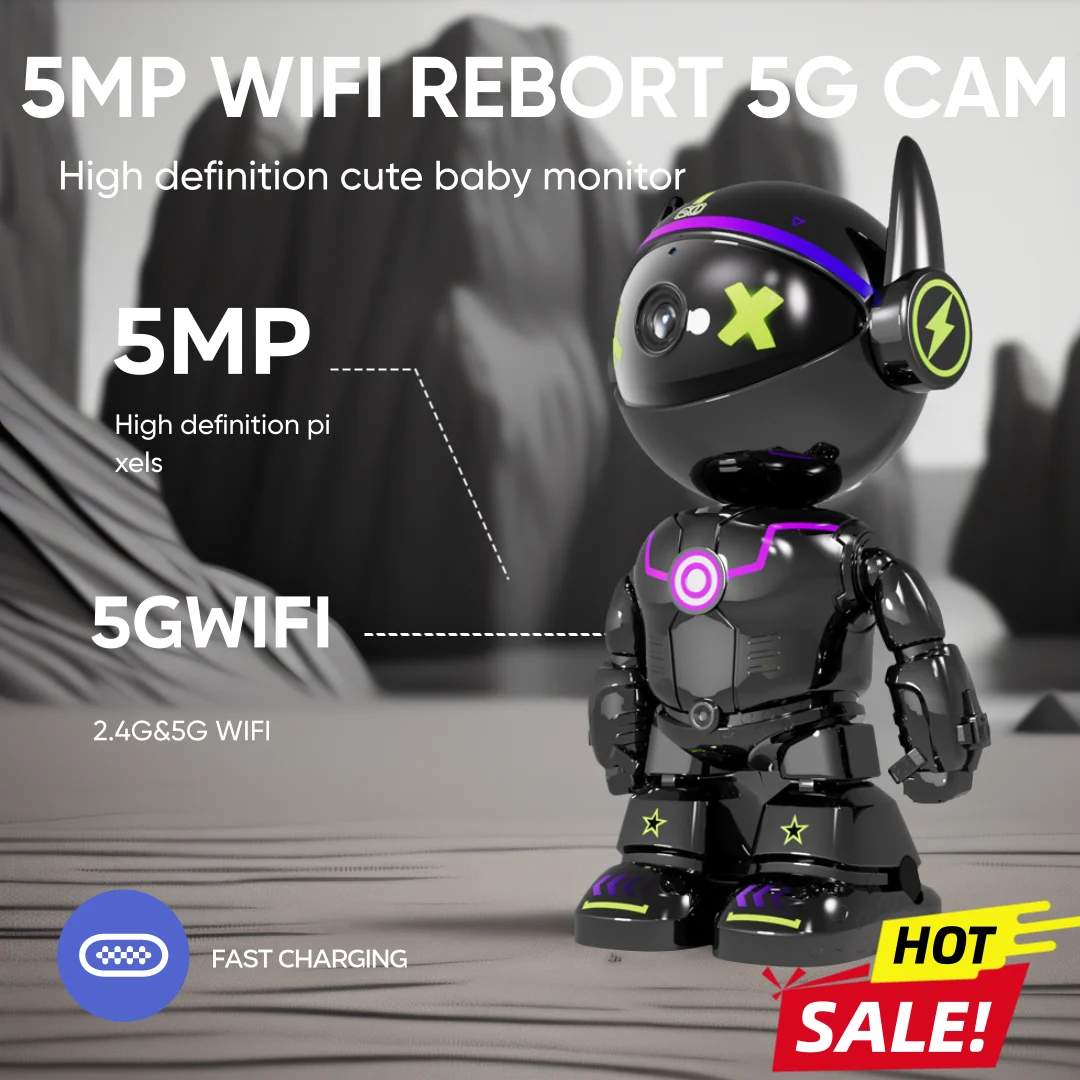 5MP Robot PTZ WIFI Camera 16X Zoom Full Color Wireless HD IP Dome Camera 360° Two Way Audio Auto Tracking Indoor Baby Monitor