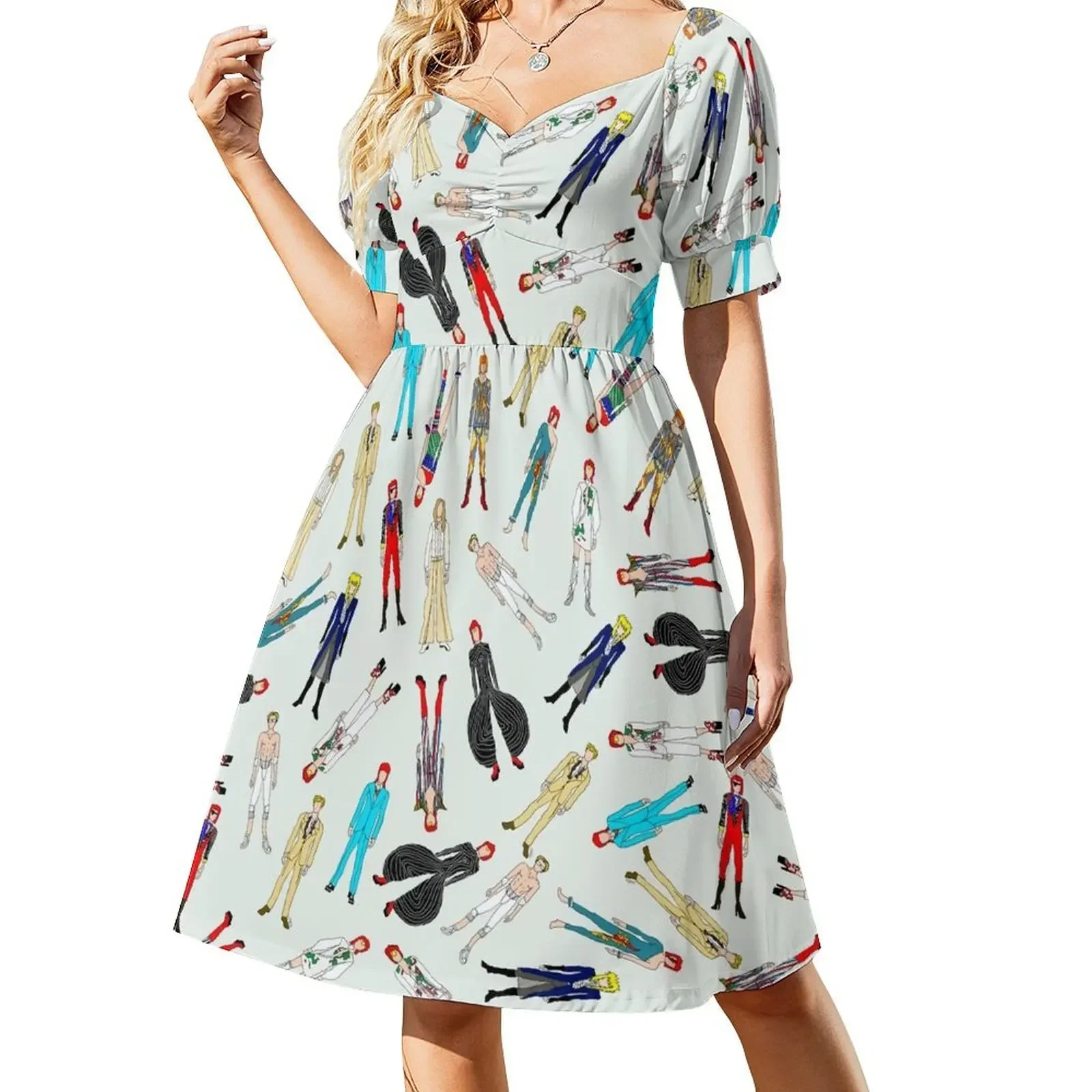 

Floating Bowies Pattern Short-Sleeved Dress dress summer 2025 women evening dress women