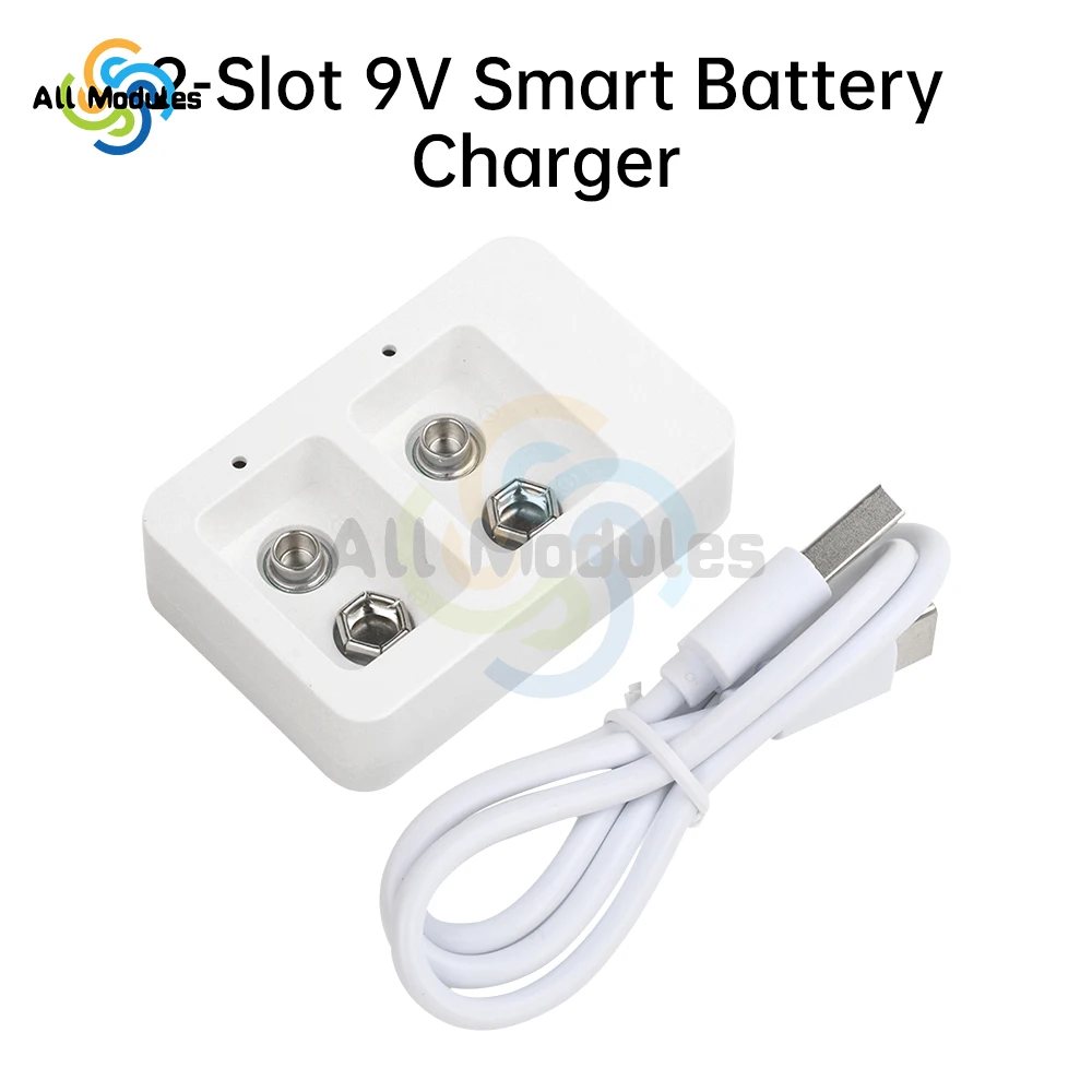 2 slots Multifunctionele Ni-Mh 9V oplaadbare batterijlader Draagbaar minimodel LED-display Oplaadstatus Type C
