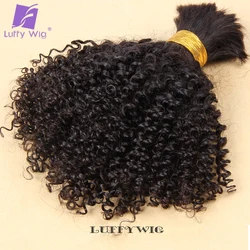 Extensiones de cabello humano brasileño de doble estirado, cabello rizado a granel para trenzado, extremos gruesos completos, rizado apretado, sin trama, paquetes de cabello a granel