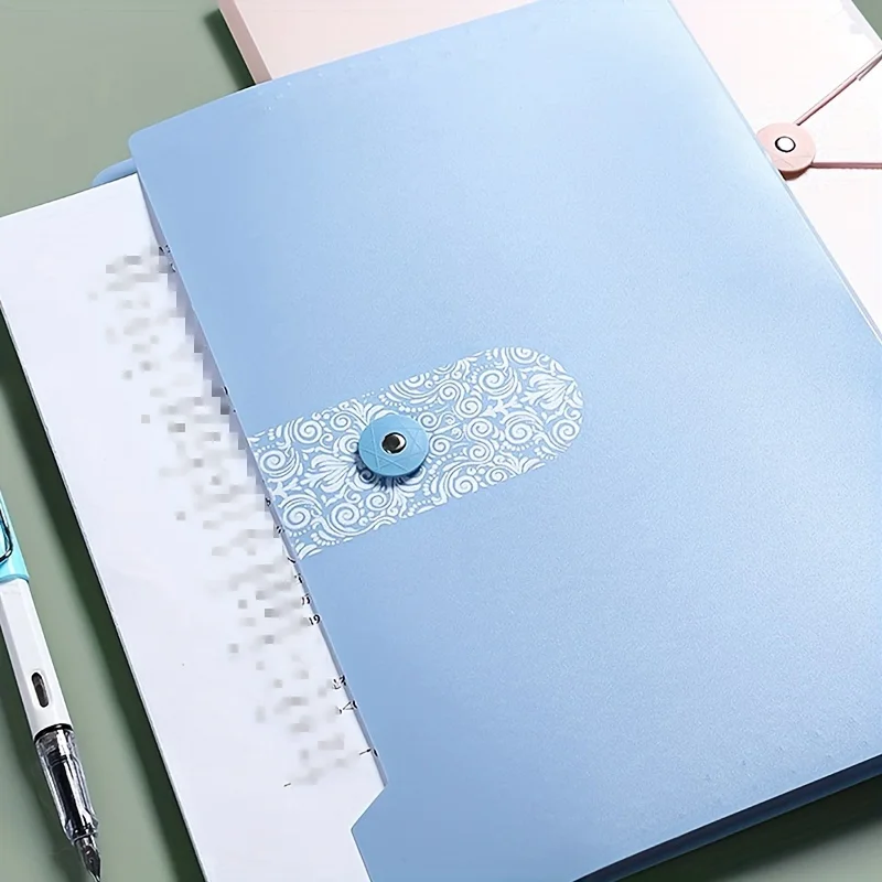 قطعة واحدة من المجلد البلاستيكي الوردي مع 5 طبقات، منظم الملفات المحمول للوثائق المكتبية وأوراق الامتحانات، حل تخزين متين #4