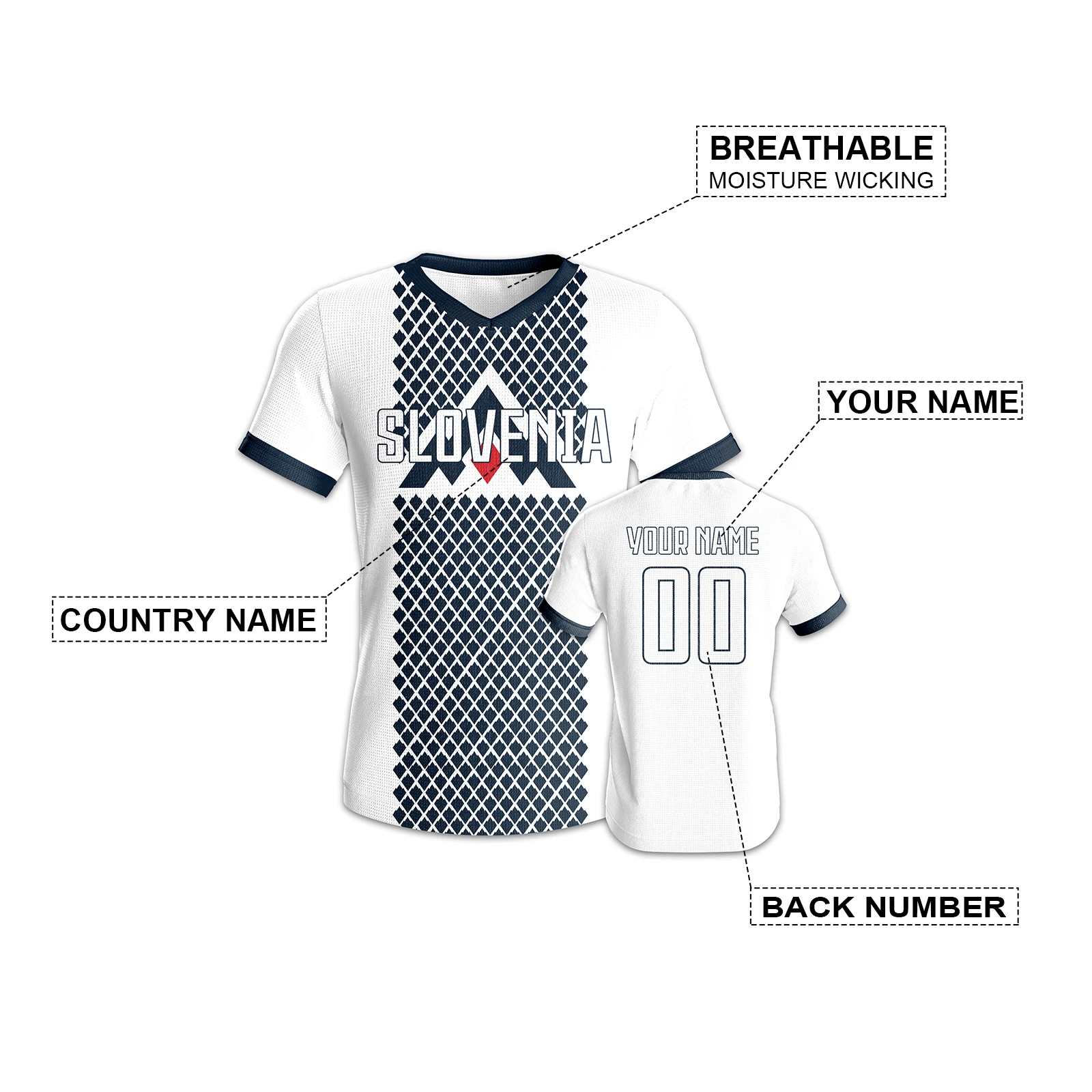 Custom Slovenia Soccer Jersey Breathable Football Training Shirt Personalized Name Number Jerseys Men Women Youth Sports Kit