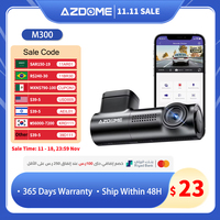 AZDOME Dash Cam M300 FHD 1296P Camera Front Car DVR Video Recorder WiFi APP Control 24H Parking Mode Super Night Vision G-Sensor