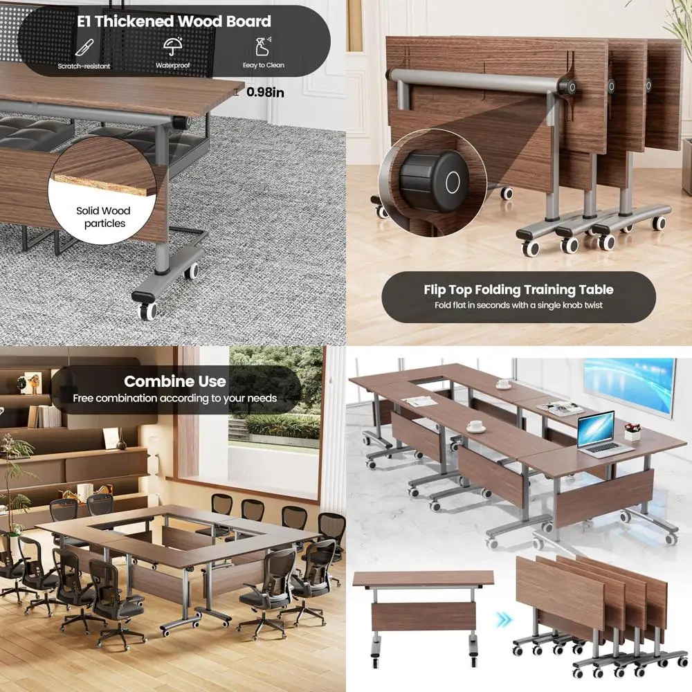 

Набор из 4 складных тренировочных столов с фиксирующимися колесами, экономящие пространство, для конференций, семинаров, учебных классов и совещаний