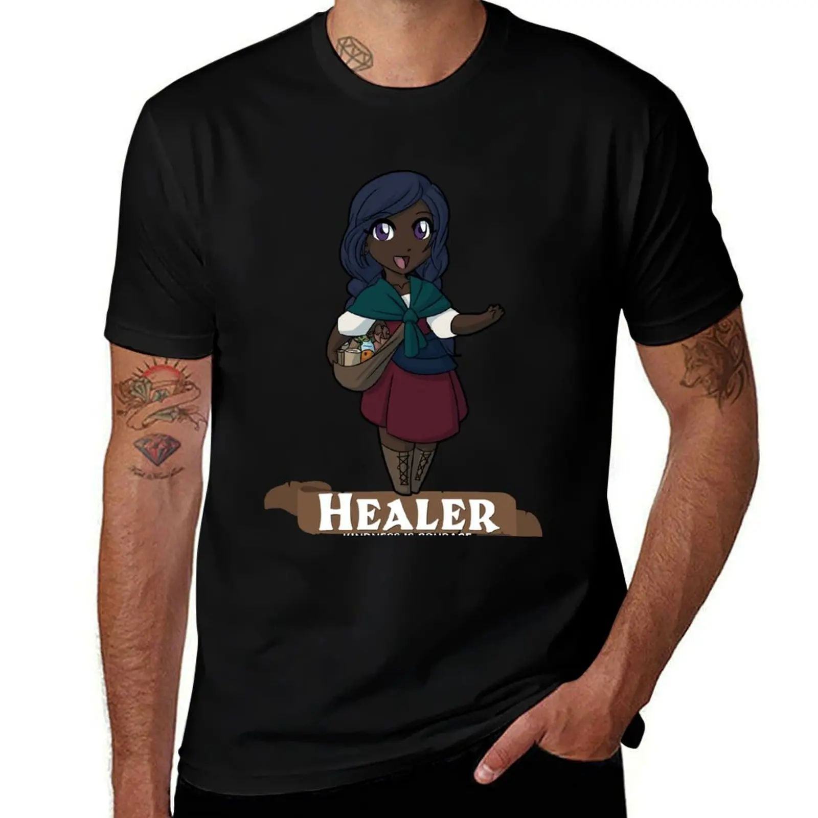 Healer: Kindness is Courage T-Shirt T-shirt imprimé avec un motif artistique minimaliste