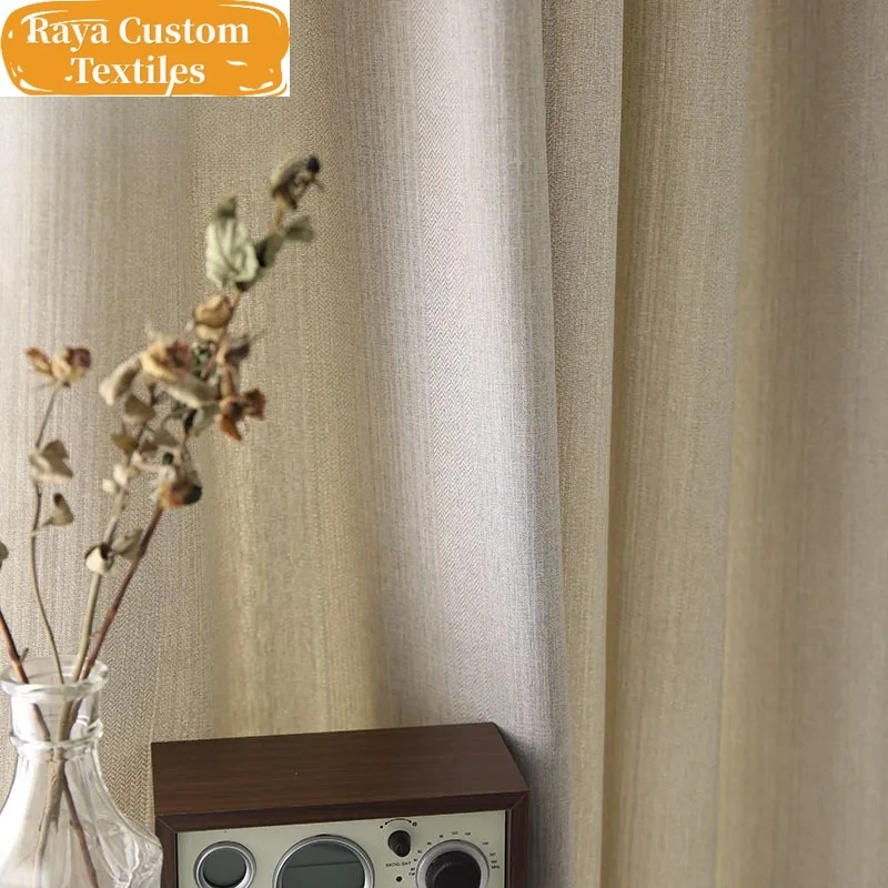 

Custom Size ！！French Linen Semi-blackout Simple Blackout Elegant Curtains for Living Dining Room Bedroom Study Decor Window