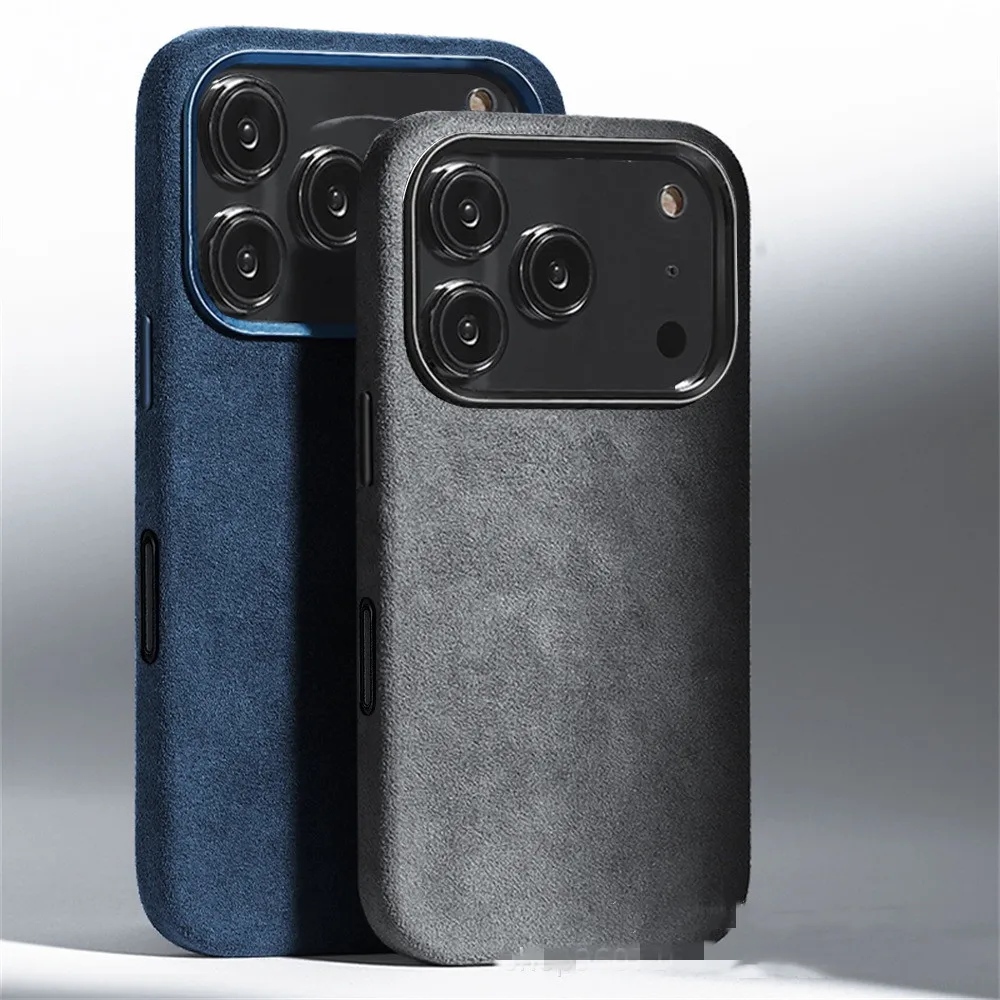 

2 шт. итальянский кожаный магнитный чехол для iPhone 17 Pro Max 17, алюминиевые кнопки, внутренняя замшевая задняя крышка суперкар